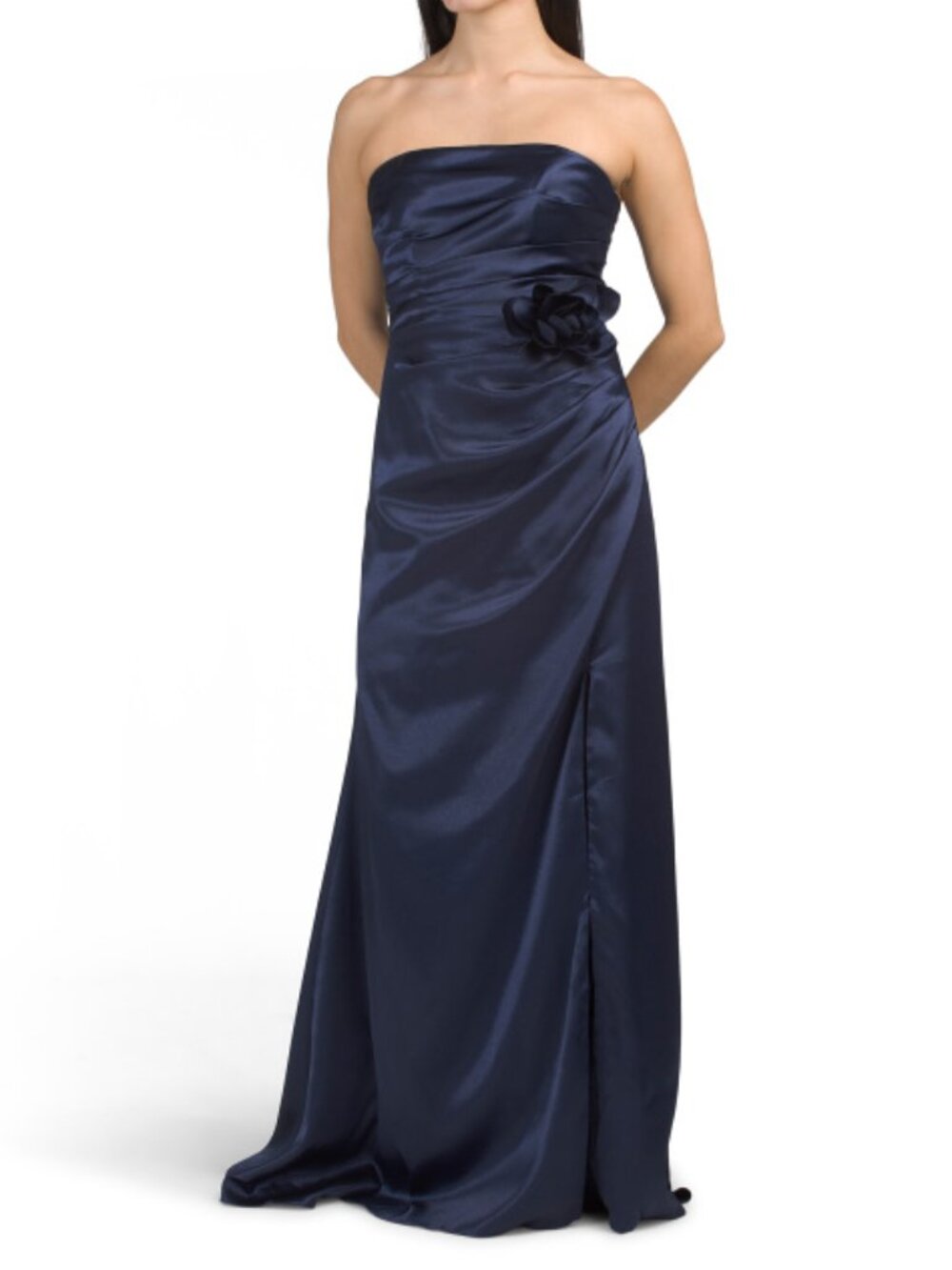 RENE BY RENE RUIZ Strapless Mikado Gown With Floral Applique Detail